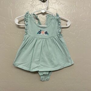 First Impressions Green Bodysuit with Ruffled Sleeves
